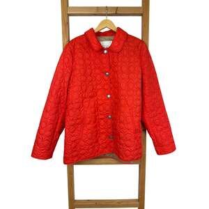 NWT Coach Women's Orange Nylon Puffer Jacket Quilted Snap Front Pockets XL